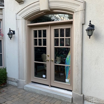 brown garden doors