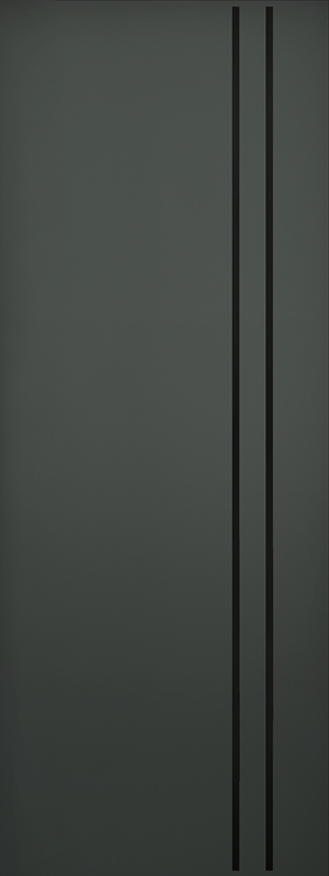Contemporary Edge Smooth Stainless Inlay Fiberglass Entry Door