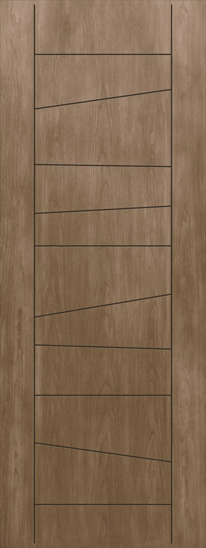 Contemporary Cherry Engraved Fiberglass Entry Door