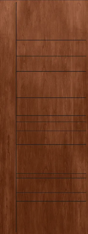 Contemporary Cherry Engraved Fiberglass Entry Door