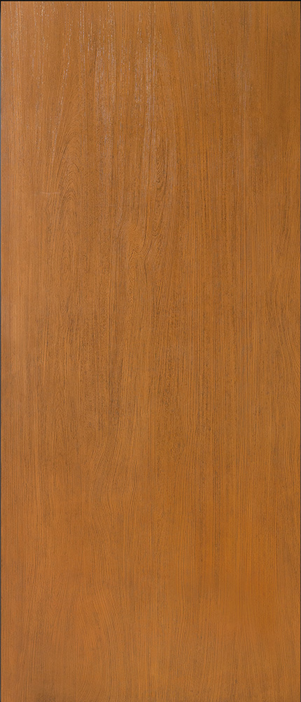 Teak Flush Fiberglass Entry Door