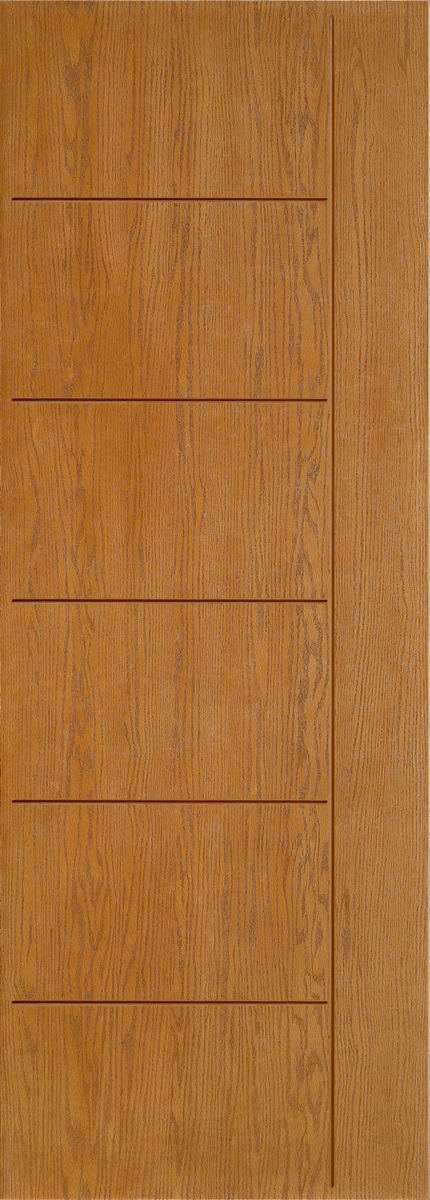 Grooved Oak Fiberglass Entry Door