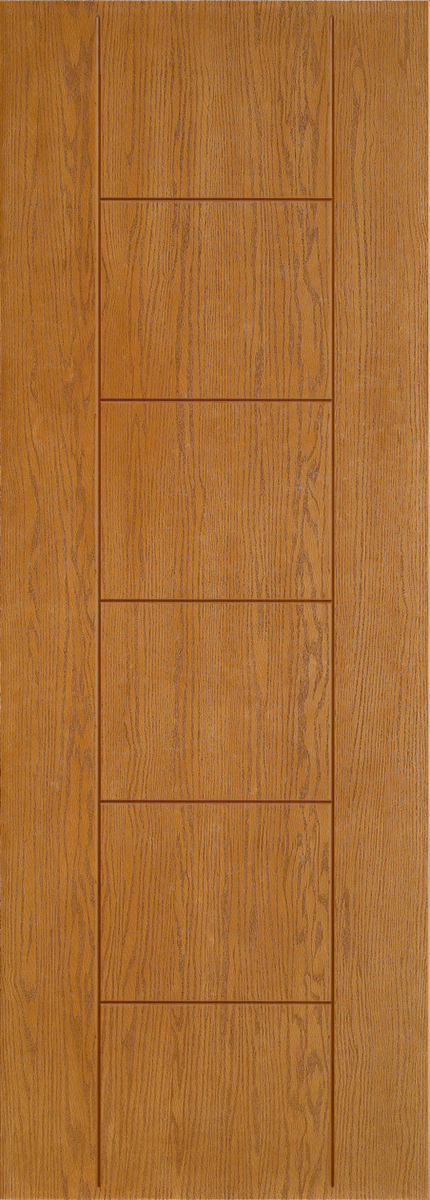 Grooved Oak Fiberglass Entry Door
