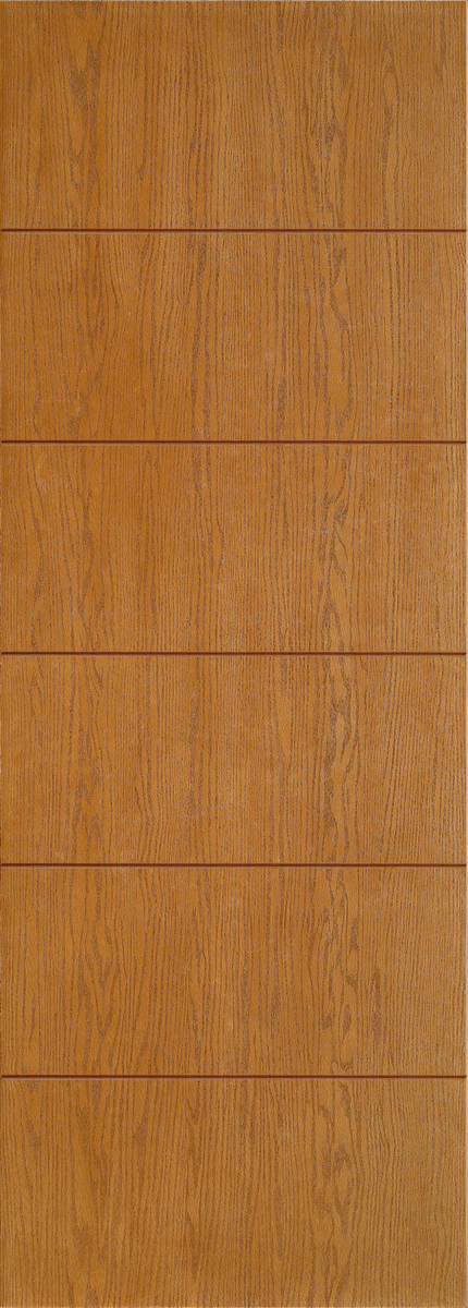 Grooved Oak Fiberglass Entry Door
