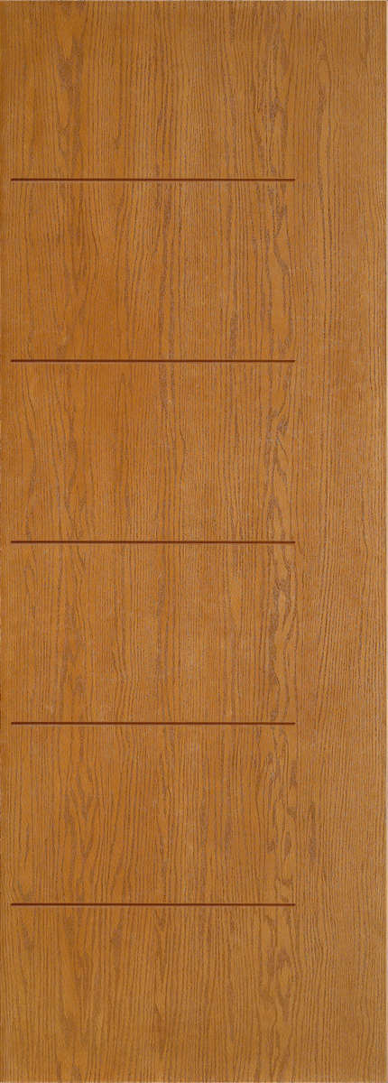 Grooved Oak Fiberglass Entry Door