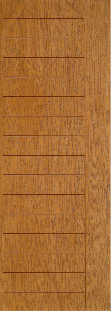 Grooved Oak Fiberglass Entry Door