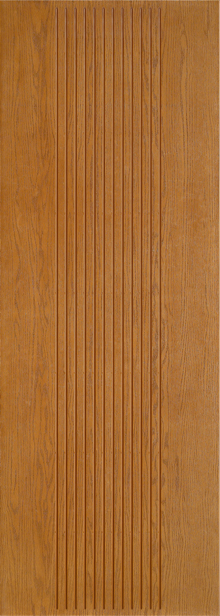 Grooved Oak Fiberglass Entry Door