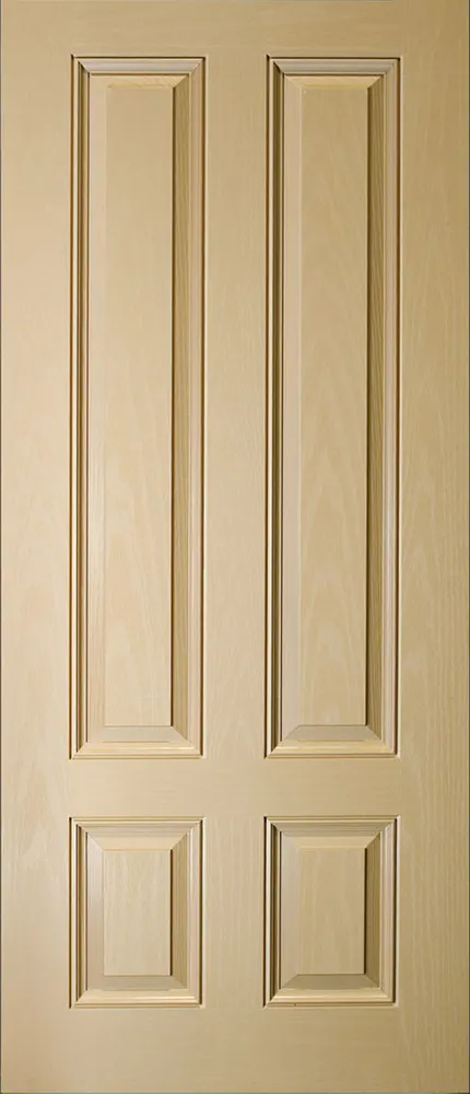3/4 Lite 4 Oak Panel Fiberglass Entry Door