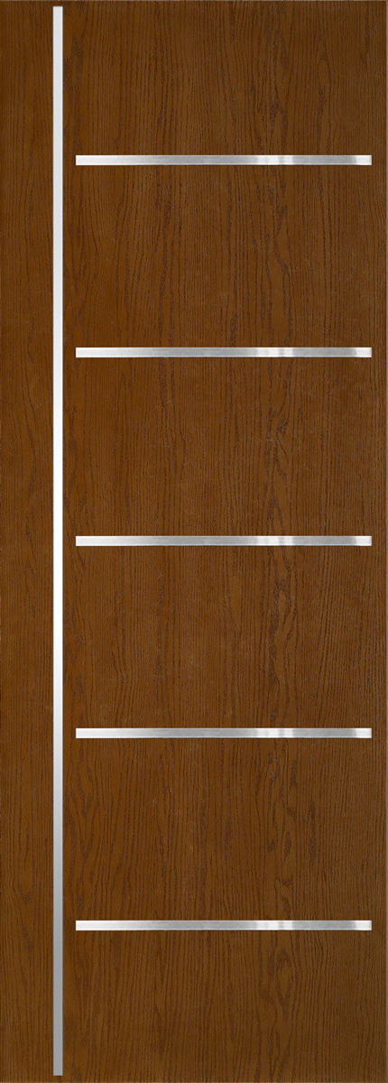 Stainless Steel Oak Fiberglass Entry Door