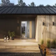 Wood Finish Steel Entry Door