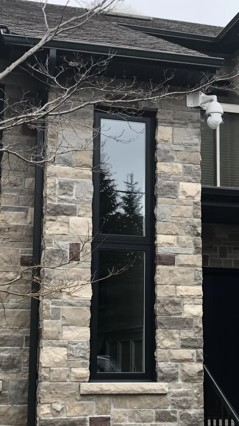 black thin frame window